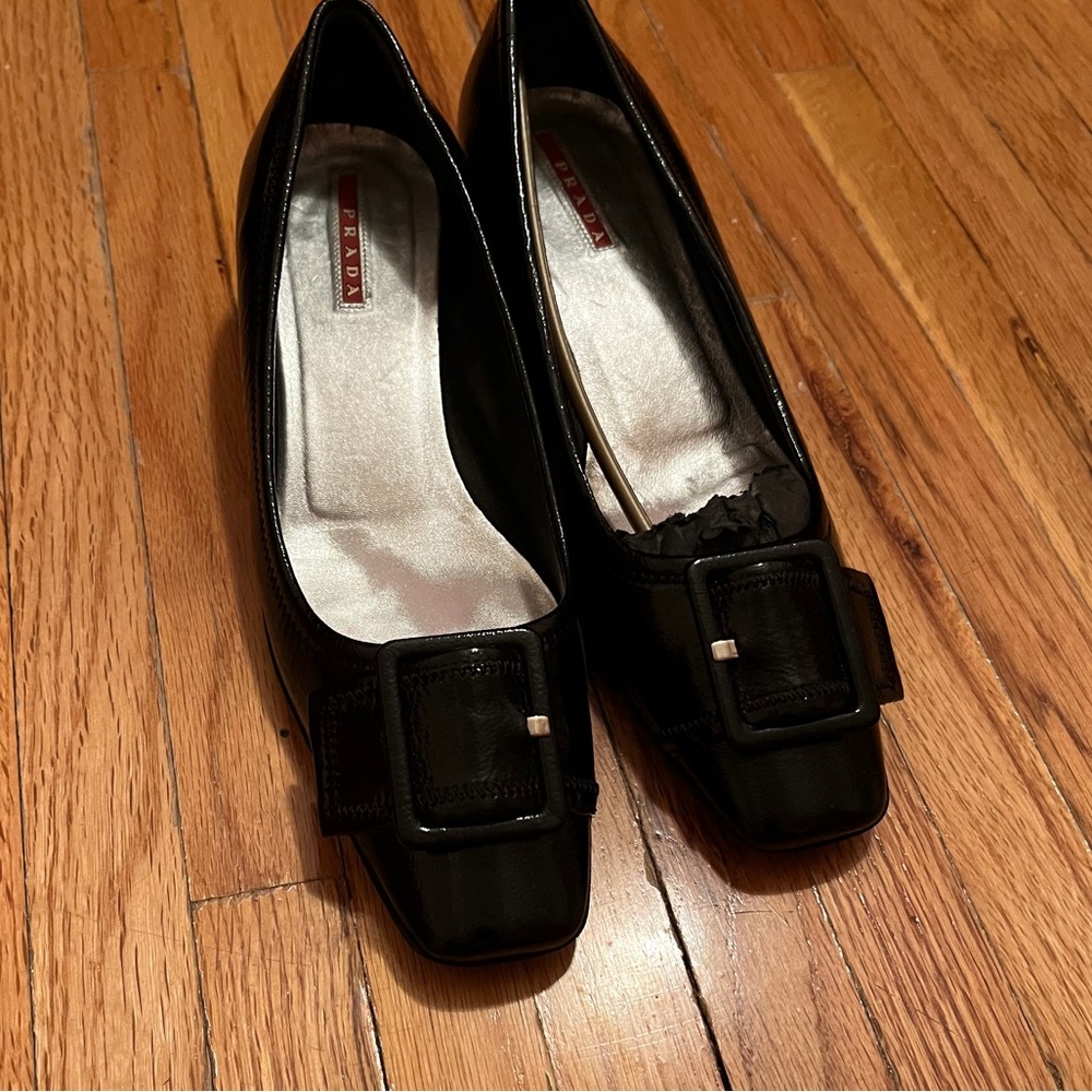 Prada 1inch Heeled Buckle Flats